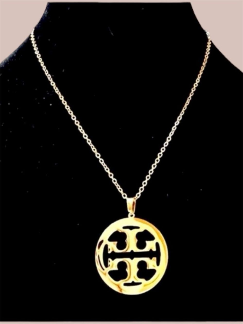 TORY BURCH Gold-Tone Round Logo Pendant Necklace
